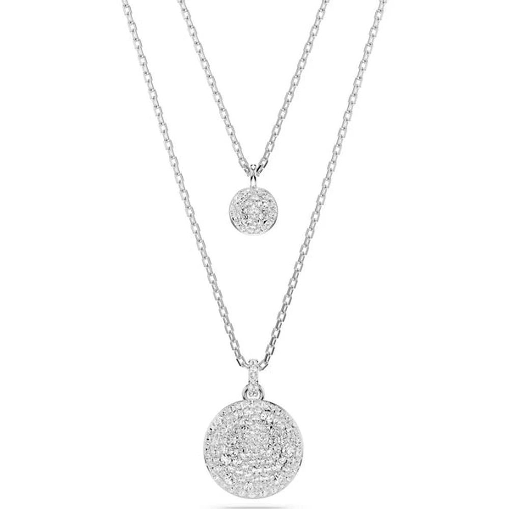 Swarovski Meteora layered pendant, White, Rhodium plated 5684244