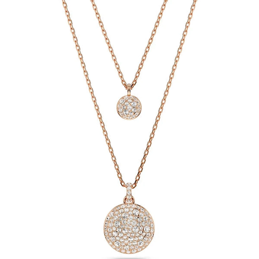 Swarovski Meteora layered pendant, White, Rose gold-tone plated 5683449