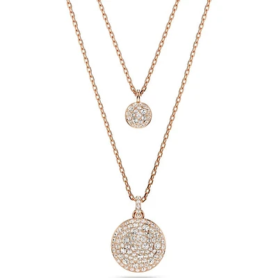Swarovski Meteora layered pendant, White, Rose gold-tone plated 5683449