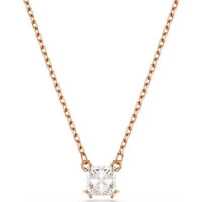 Swarovski -   Stilla pendant, Square cut, White, Rose gold-tone plated 5701904