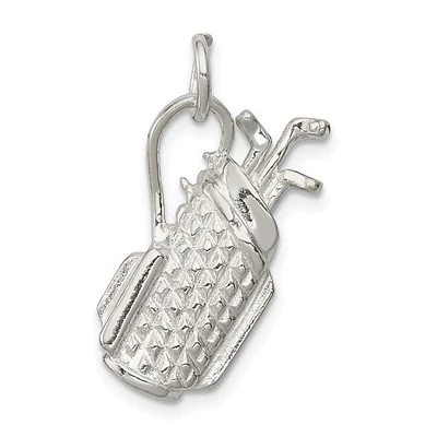 925 Sterling Silver Polished Golf Bag Charm - 22mm x 13mm