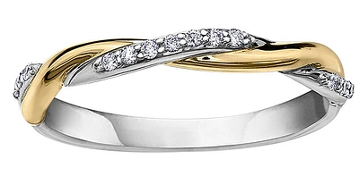 10K White and Yellow Gold 0.08 cttw Diamond Ring