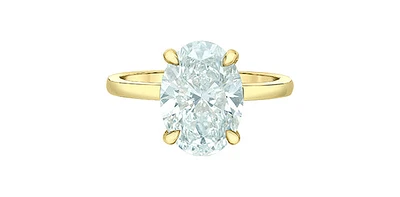 14K Yellow Gold 3.09Cttw Lab Grown Oval Cut Diamond Engagement Ring With Hidden Halo - / White