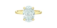 14K Yellow Gold 3.09Cttw Lab Grown Oval Cut Diamond Engagement Ring With Hidden Halo - / White