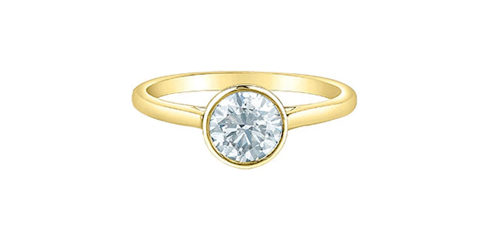 14K Yellow Gold Cttw Lab Grown Round Cut Diamond Engagement Ring