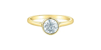 14K Yellow Gold Cttw Lab Grown Round Cut Diamond Engagement Ring