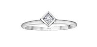 10K White Gold 0.16cttw Princess Cut Canadian Diamond Ring