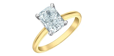 14K Yellow and White Gold 2.06cttw Radiant Lab Grown Diamond Engagement Ring