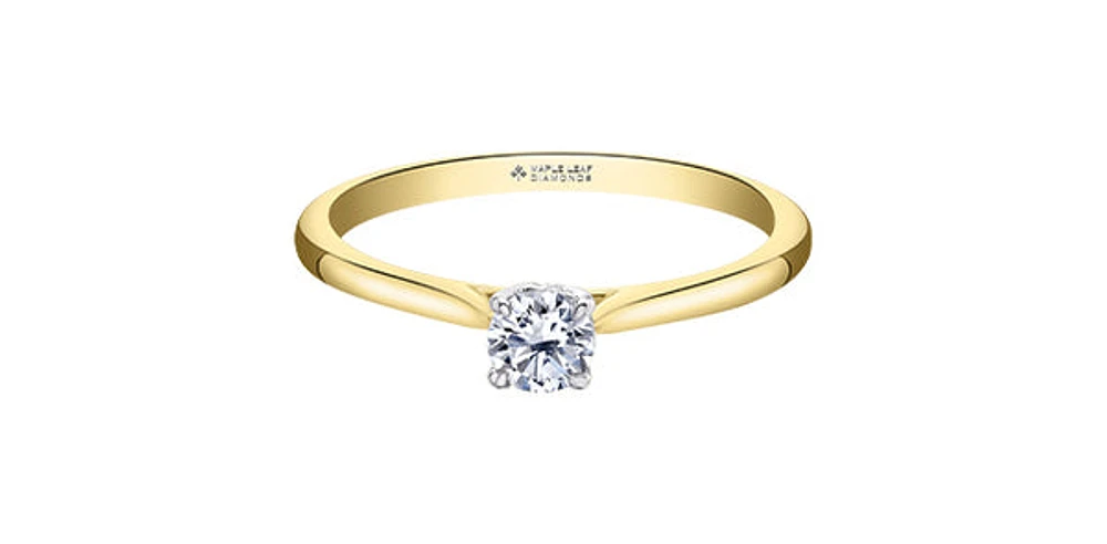 18K Yellow Gold 0.20cttw Canadian Diamond Engagement Ring, 6.5 - / White