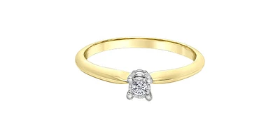 10K Yellow Gold 0.05Cttw Round Cut Illusion Set Diamond Engagement Ring - / White