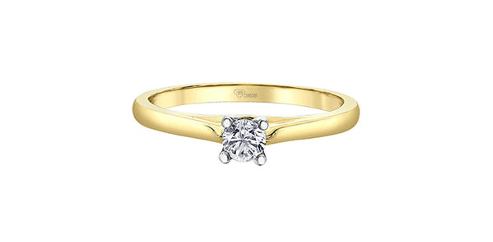 14K Yellow & White Gold 0.20cttw Canadian Diamond Engagement Ring