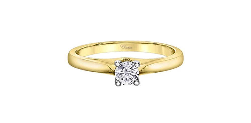 14K Yellow & White Gold 0.25cttw Canadian Diamond Engagement Ring - / 4.5