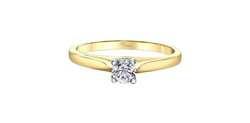 14K Yellow & White Gold 0.30cttw Canadian Diamond Engagement Ring