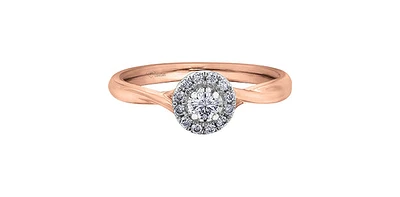 10K  Rose Gold 0.20cttw Canadian Diamond Engagement Ring - / White