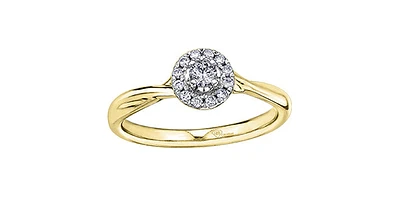 10K  Yellow Gold 0.20cttw Canadian Diamond Engagement Ring - / White