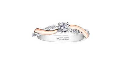 18K White & Rose Gold 0.64cttw Round Brilliant Cut Canadian Diamond Engagement Ring