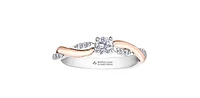 18K White & Rose Gold 0.64cttw Round Brilliant Cut Canadian Diamond Engagement Ring