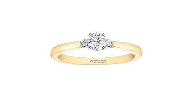 14K Yellow Gold 0.50cttw Round Brilliant Cut Canadian Diamond 3 Stone Engagement Ring