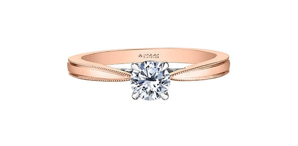18K Rose Gold 1.05cttw Round Brilliant Cut Canadian Diamond Engagement Ring - / White