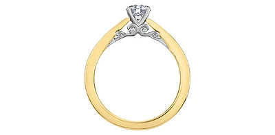 18K Yellow Gold 0.55cttw Round Brilliant Cut Canadian Diamond Engagement Ring - / White