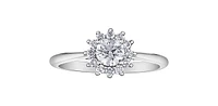 18K White Gold and Palladium 0.58cttw Canadian Diamond Halo Engagement Ring