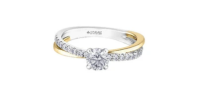 18K Yellow Gold 0.95cttw Round Brilliant Cut Canadian Diamond Engagement Ring - / White