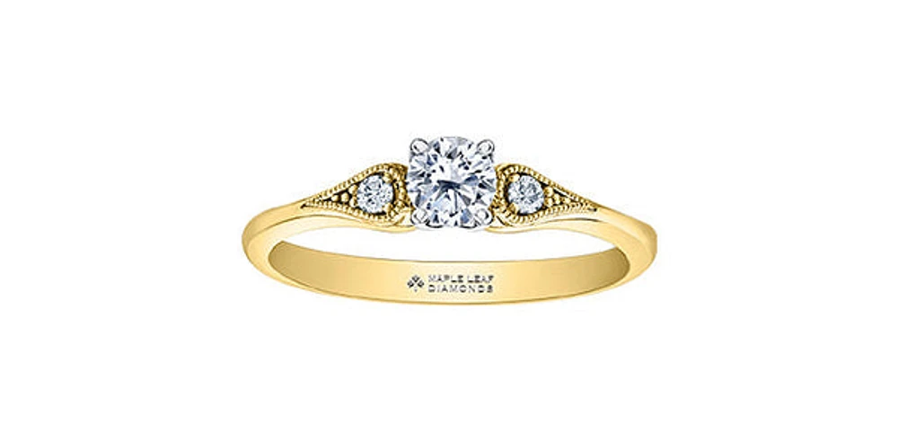 18K Yellow Gold 0.55cttw Canadian Diamond Engagement Ring, Size 6.5