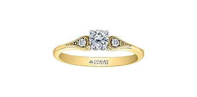 18K Yellow Gold 0.55cttw Canadian Diamond Engagement Ring, Size 6.5
