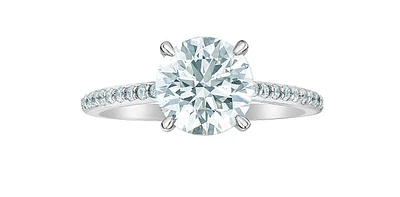 14K White Gold Cttw Lab Grown Round Brilliant Cut Diamond Engagement Ring