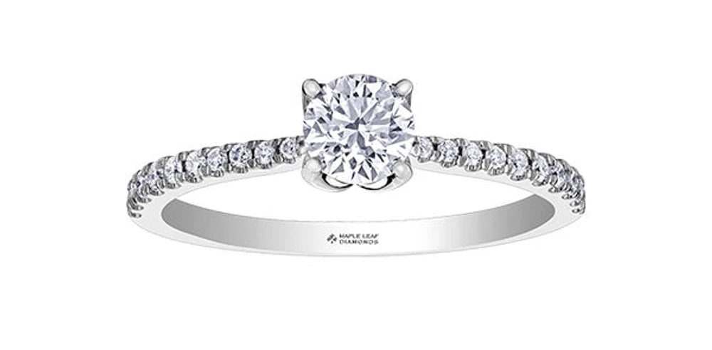 18K White Gold 0.68cttw Canadian Diamond Engagement Ring, Size 6.5