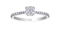 18K White Gold 0.68cttw Canadian Diamond Engagement Ring, Size 6.5