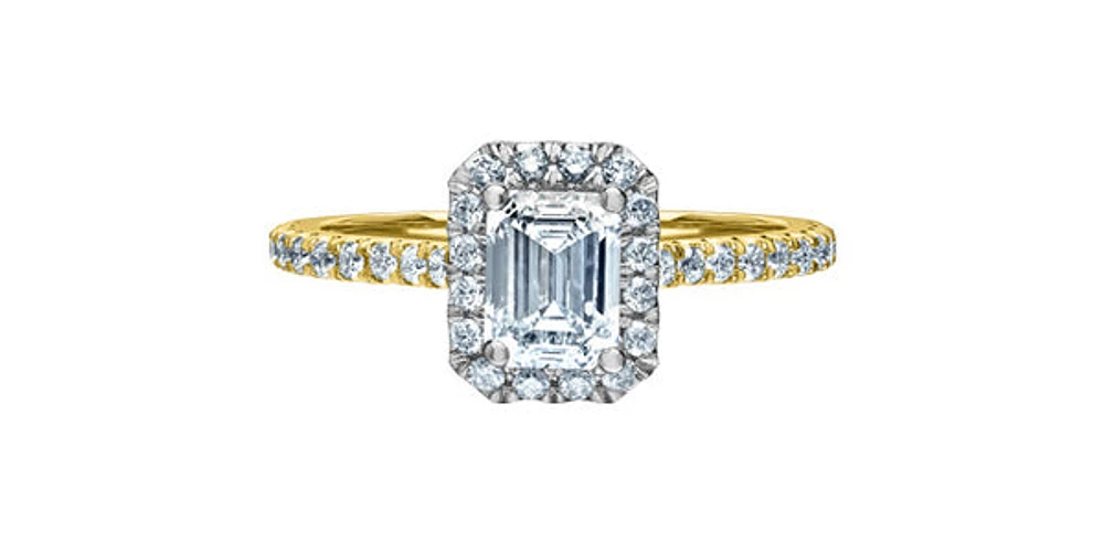 14K Yellow Gold 0.91cttw Lab Grown Diamond Engagement Ring - / White