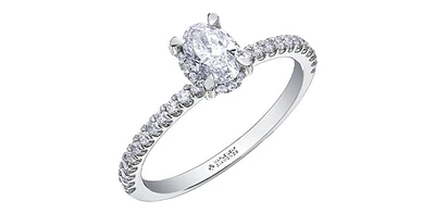 14K White Gold 0.78cttw Oval Cut Canadian Diamond Engagement Ring - /