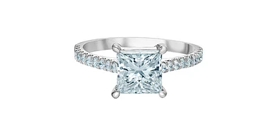 14K White Gold 2.33Cttw Lab Grown Princess Cut Diamond Engagement Ring - /
