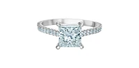 14K White Gold 2.33Cttw Lab Grown Princess Cut Diamond Engagement Ring - /