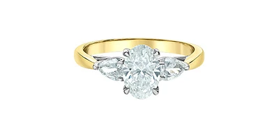 14K Yellow and White Gold 2.10Cttw Lab Grown Oval Cut Diamond Engagement Ring