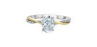 14K Yellow and White Gold 1.10Cttw Lab Grown Oval Cut Diamond Engagement Ring