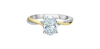 14K Yellow and White Gold 1.60Cttw Lab Grown Oval Cut Diamond Engagement Ring