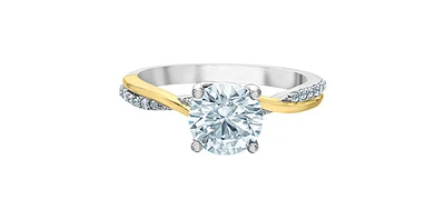 14K White & Yellow Gold 1.60cttw Lab Grown Round Brilliant Cut Diamond Ring