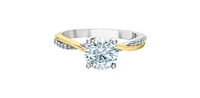 14K White & Yellow Gold 1.60cttw Lab Grown Round Brilliant Cut Diamond Ring