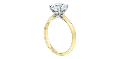 14K Yellow Gold 1.58Cttw Lab Grown Round Brilliant Cut Diamond Engagement Ring With Hidden Halo - / White