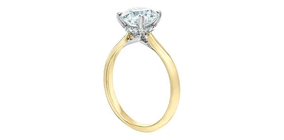 14K Yellow Gold 2.08Cttw Lab Grown Round Brilliant Cut Diamond Engagement Ring With Hidden Halo - / White