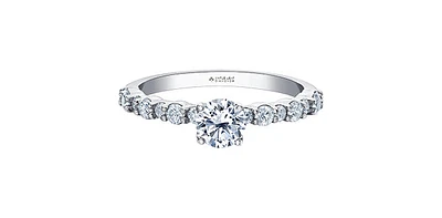 18K White Gold 0.90cttw Canadian Diamond Engagement Ring, Size 6.5
