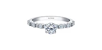 18K White Gold 0.90cttw Canadian Diamond Engagement Ring, Size 6.5