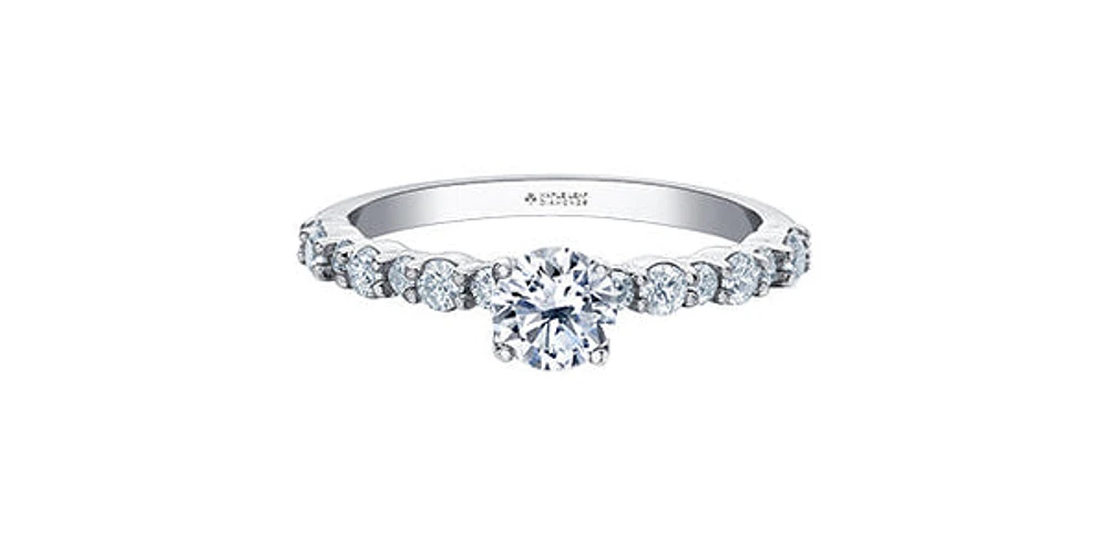 18K White Gold 1.10cttw Canadian Diamond Engagement Ring, Size 6.5