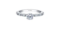 18K White Gold 1.10cttw Canadian Diamond Engagement Ring, Size 6.5