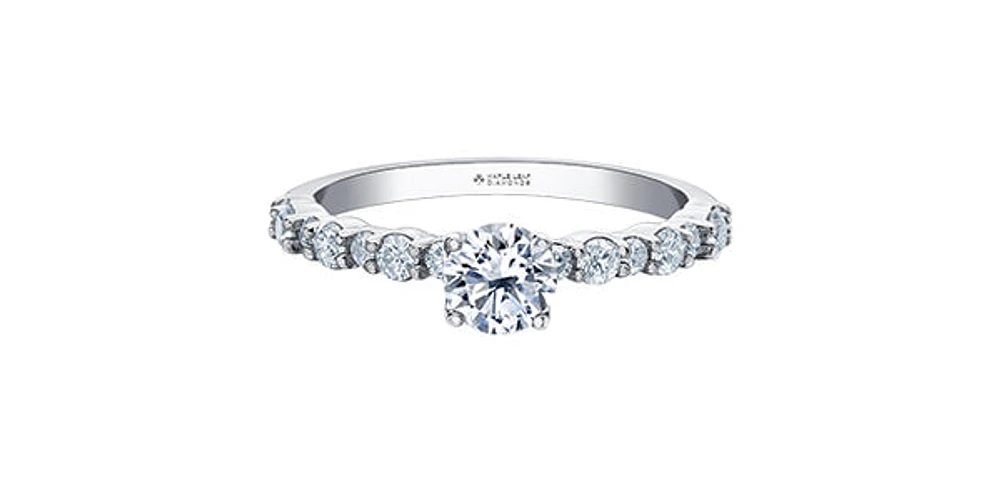 18K White Gold 1.60cttw Canadian Diamond Engagement Ring, Size 6.5