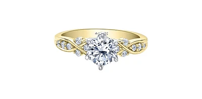 18K White & Yellow Gold /Palladium Alloy (Hypoallergenic) 1.10cttw Canadian Diamond Engagement Ring