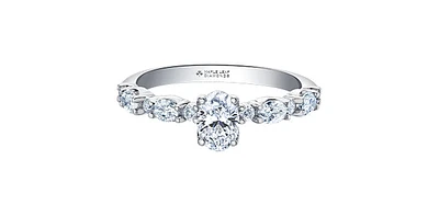 18K White Gold 1.00cttw Oval Cut Canadian Diamond Engagement Ring, Size 6.5