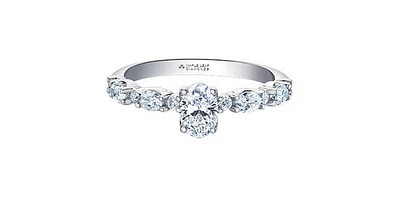 18K White Gold 1.20cttw Oval Cut Canadian Diamond Engagement Ring, Size 6.5